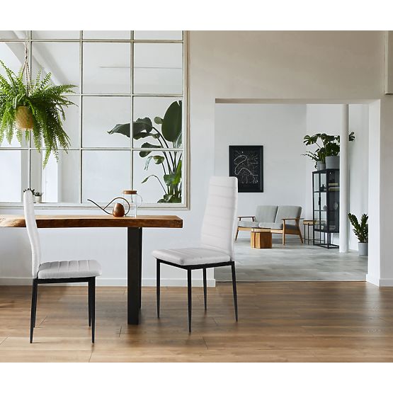 Ensemble de 4 chaises en cuir écologique avec dossier haut - blanc