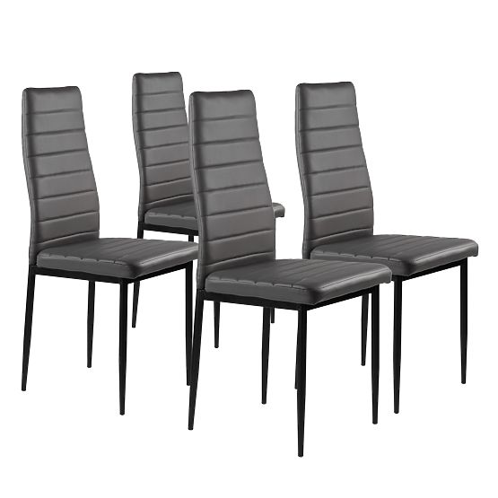 Ensemble de 4 chaises en cuir écologique avec dossier haut - gris