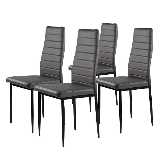 Ensemble de 4 chaises en cuir écologique avec dossier haut - gris