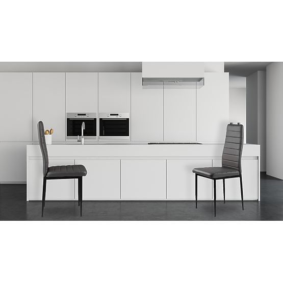 Ensemble de 4 chaises en cuir écologique avec dossier haut - gris