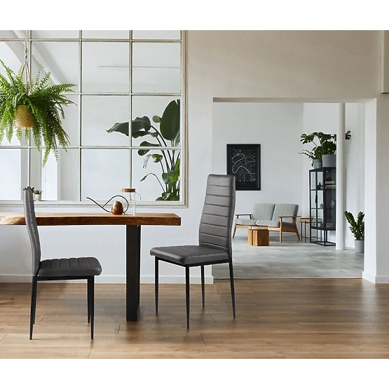 Ensemble de 4 chaises en cuir écologique avec dossier haut - gris