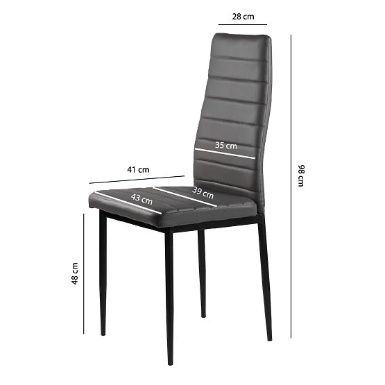 Ensemble de 4 chaises en cuir écologique avec dossier haut - gris