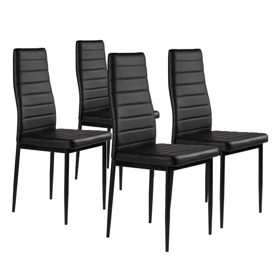 Ensemble de 4 chaises en cuir écologique avec dossier haut - noir