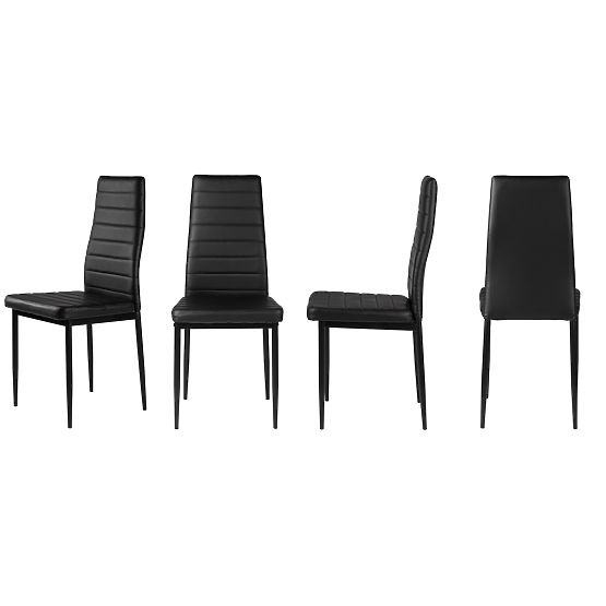 Ensemble de 4 chaises en cuir écologique avec dossier haut - noir