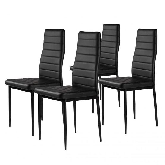 Ensemble de 4 chaises en cuir écologique avec dossier haut - noir