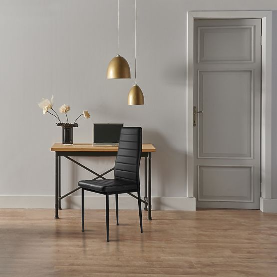 Ensemble de 4 chaises en cuir écologique avec dossier haut - noir