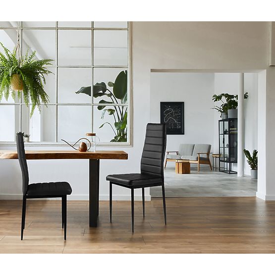 Ensemble de 4 chaises en cuir écologique avec dossier haut - noir