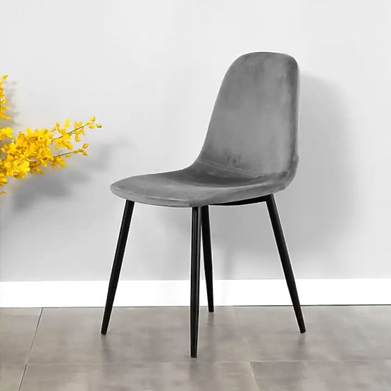 Ensemble de 4 chaises en velours pour salle à manger et salon - gris