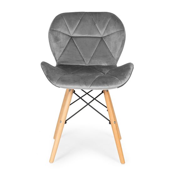 Ensemble de 4 chaises en velours pour salle à manger et salon - gris