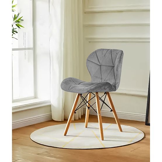 Ensemble de 4 chaises en velours pour salle à manger et salon - gris