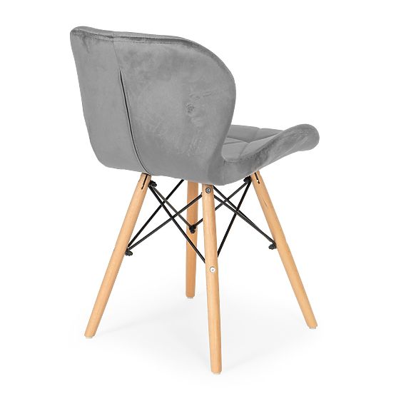 Ensemble de 4 chaises en velours pour salle à manger et salon - gris