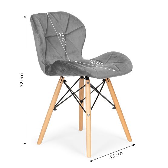 Ensemble de 4 chaises en velours pour salle à manger et salon - gris