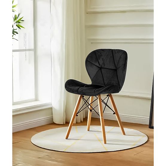 Ensemble de 4 chaises en velours pour salle à manger et salon - noir