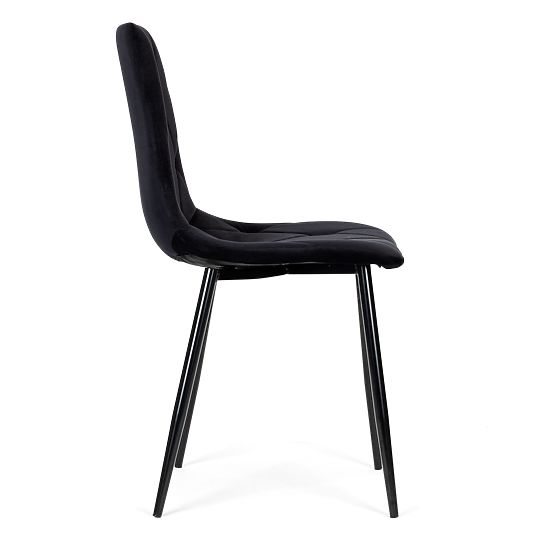 Ensemble de 4 chaises matelassées en velours pour salle à manger et salon - noires