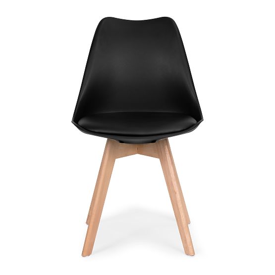 Ensemble de 4 chaises pour salon et salle à manger avec coussin en cuir écologique Noir ModernHome