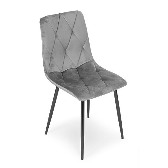 Ensemble de 4 chaises rembourrées en velours pour salle à manger et salon - gris