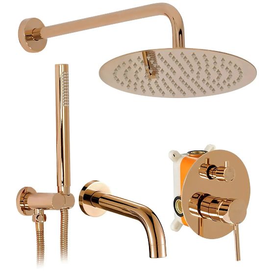 Ensemble de bain-douche encastré Rea Lungo Cuivre + BOX