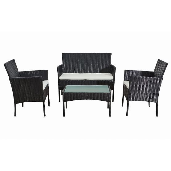 Ensemble de balcon en résine tressée (Canapé + 2 fauteuils + table) COMODO noir