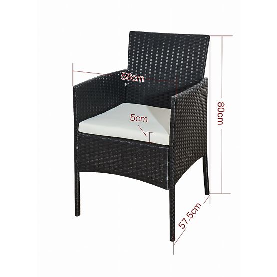 Ensemble de balcon en résine tressée (Canapé + 2 fauteuils + table) COMODO noir