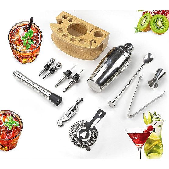 Ensemble de barman CHESTER chromé 12 pièces