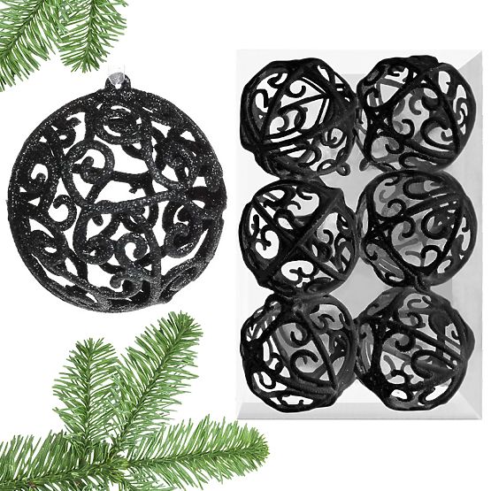ENSEMBLE DE BOULES DE NOËL NOIRES 6PCS KL-21X25