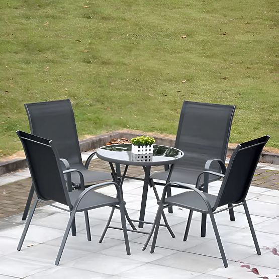 Ensemble de chaises de jardin pour terrasse et balcon gris