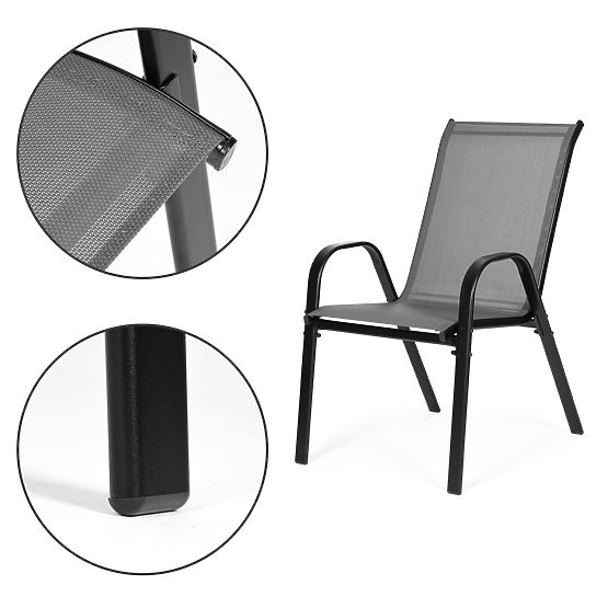 Ensemble de chaises de jardin pour terrasse et balcon gris