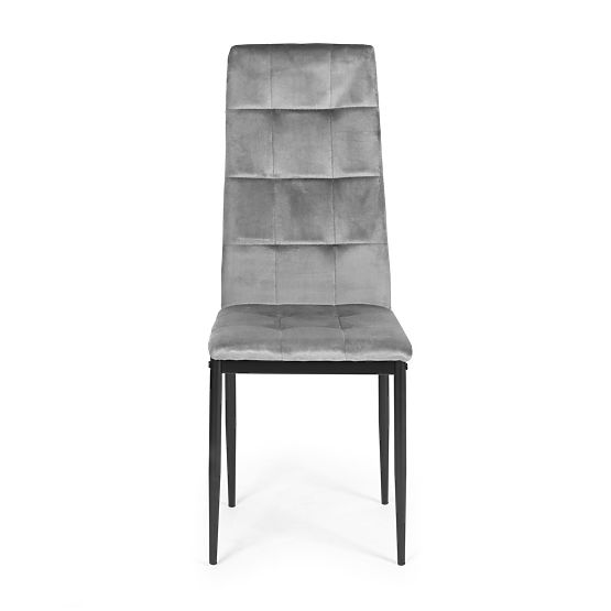 Ensemble de chaises en velours pour salle à manger et salon 4 pcs gris