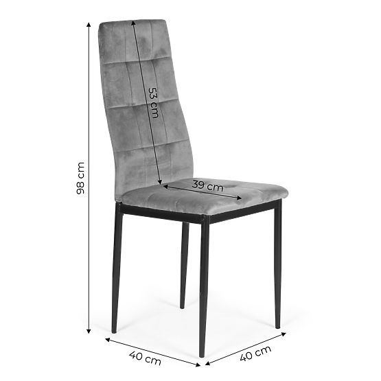 Ensemble de chaises en velours pour salle à manger et salon 4 pcs gris