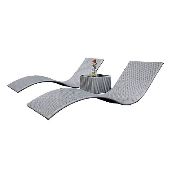 Ensemble de chaises longues avec table SUCCESSO en résine tressée grise