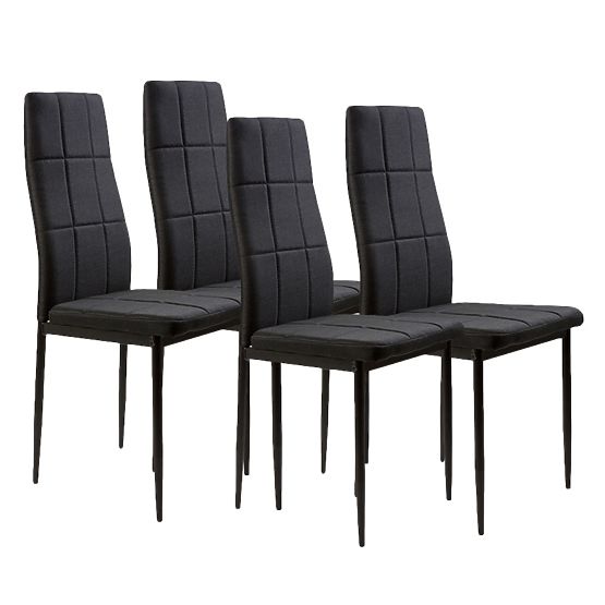 Ensemble de chaises rembourrées pour salle à manger et salon 4 pcs noir