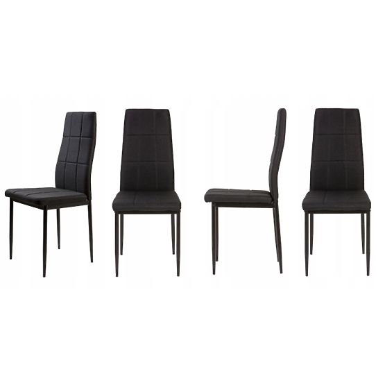 Ensemble de chaises rembourrées pour salle à manger et salon 4 pcs noir