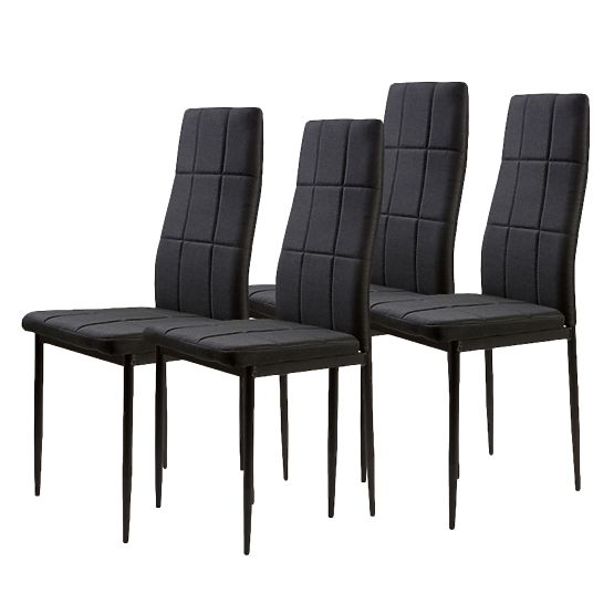 Ensemble de chaises rembourrées pour salle à manger et salon 4 pcs noir