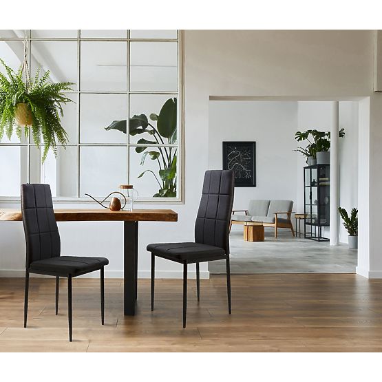 Ensemble de chaises rembourrées pour salle à manger et salon 4 pcs noir