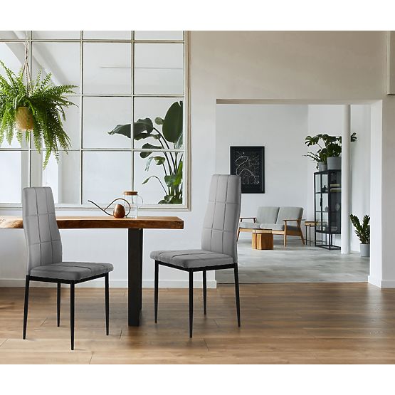 Ensemble de chaises rembourrées pour salle à manger et salon 4 pièces gris
