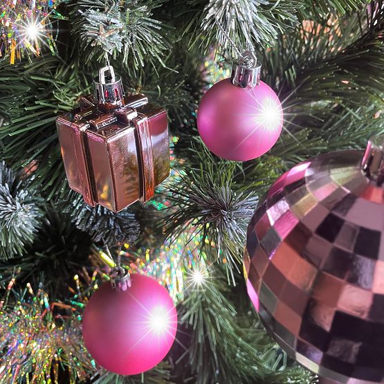 Ensemble de décorations de Noël Lila/Rose 208 pcs