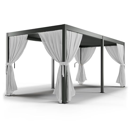 Ensemble de deux rideaux 278 cm pour un côté de pergola de 6 m, blanc