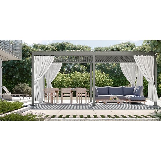 Ensemble de deux rideaux 278 cm pour un côté de pergola de 6 m, blanc