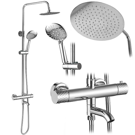 Ensemble de douche avec thermostat Rea Lungo Diamond Chrome