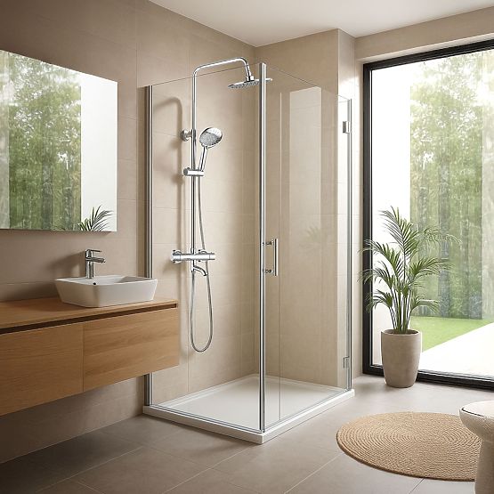 Ensemble de douche avec thermostat Rea Lungo Diamond Chrome