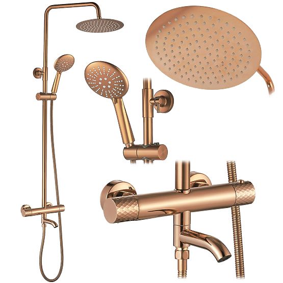Ensemble de Douche avec Thermostat Rea Lungo Diamond Cuivré