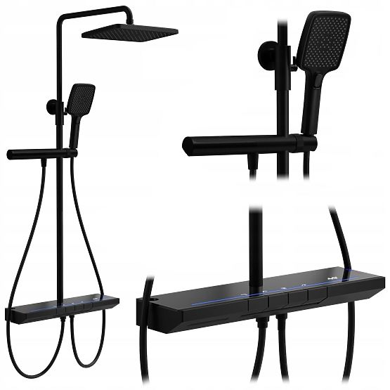 Ensemble de douche avec thermostat REA Pedro Noir