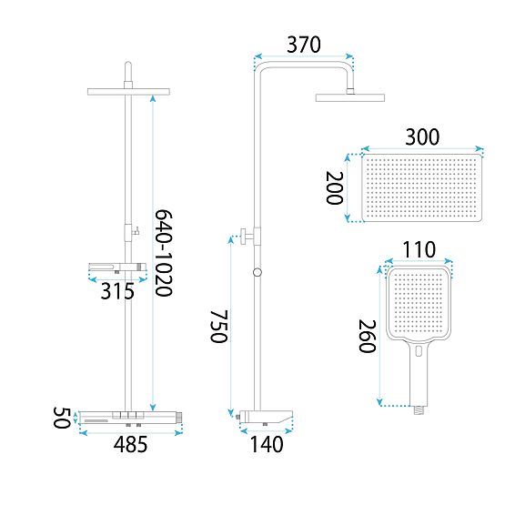 Ensemble de douche avec thermostat REA Pedro Noir