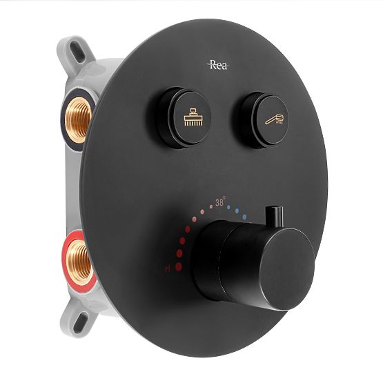 Ensemble de douche encastré avec thermostat LUNGO Noir + BOX