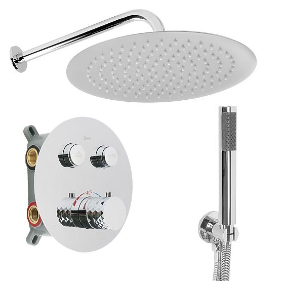 Ensemble de douche encastré avec thermostat Rea Lungo Diamond Chrom+ BOX