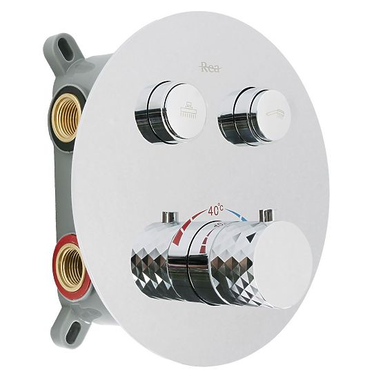 Ensemble de douche encastré avec thermostat Rea Lungo Diamond Chrom+ BOX