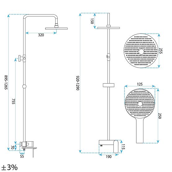 Ensemble de douche REA Marco Or brossé