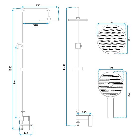 Ensemble de Douche Rea Veneta Or Brossé