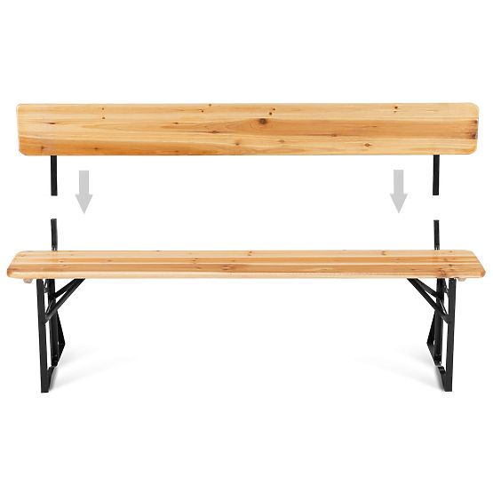 Ensemble de jardin acier-bois PORTER table 170 cm + 2 bancs