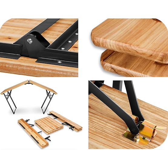 Ensemble de jardin acier-bois PORTER table 170 cm + 2 bancs